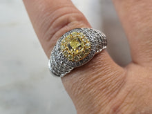 Load image into Gallery viewer, Womens Vintage Estate 18K White Gold Yellow Diamond Ring, 7.1g E5588