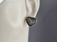 Load image into Gallery viewer, Womens Vintage Estate Sterling Silver MOP Heart Stud Earrings 3.3g E5592
