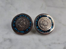 Load image into Gallery viewer, Womens Vintage Sterling Silver Mayan Aztec Stud Earrings 20.3g E5595