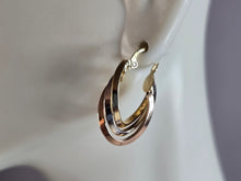 Load image into Gallery viewer, Womens Vintage Estate 14K Multi Tone Gold Hoop Earrings 2.6g E5653