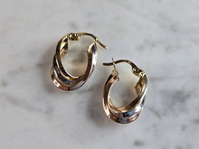 Load image into Gallery viewer, Womens Vintage Estate 14K Multi Tone Gold Hoop Earrings 2.6g E5653