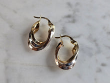 Load image into Gallery viewer, Womens Vintage Estate 14K Multi Tone Gold Hoop Earrings 2.6g E5653