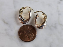 Load image into Gallery viewer, Womens Vintage Estate 14K Multi Tone Gold Hoop Earrings 2.6g E5653