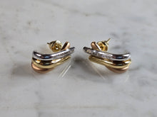 Load image into Gallery viewer, Womens Vintage Estate 14K Multi Gold CZ Stud Earrings, 7.6g E5654