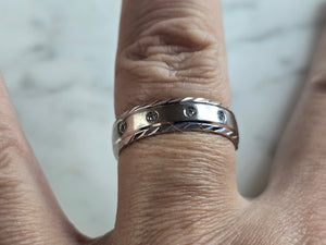 Mens Vintage Estate 10k White Gold Diamond Ring 4.8g #E5692
