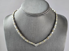 Load image into Gallery viewer, Womens Vintage 10k White &amp; Yellow Gold Diamond Modernist Necklace 17.2g E5700
