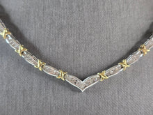 Load image into Gallery viewer, Womens Vintage 10k White &amp; Yellow Gold Diamond Modernist Necklace 17.2g E5700