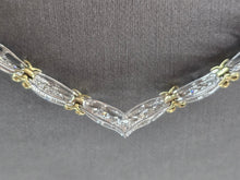 Load image into Gallery viewer, Womens Vintage 10k White &amp; Yellow Gold Diamond Modernist Necklace 17.2g E5700