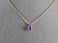 Load image into Gallery viewer, Womens Vintage Estate 10K Yellow Gold Amethyst Pendant Necklace 1.5g #E5707