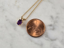 Load image into Gallery viewer, Womens Vintage Estate 10K Yellow Gold Amethyst Pendant Necklace 1.5g #E5707