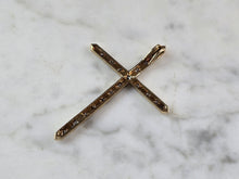 Load image into Gallery viewer, Vintage 10k Yellow Gold Religious Crucifix Cross Diamond Pendant 3.0g E5710