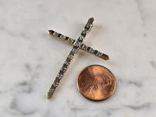 Load image into Gallery viewer, Vintage 10k Yellow Gold Religious Crucifix Cross Diamond Pendant 3.0g E5710