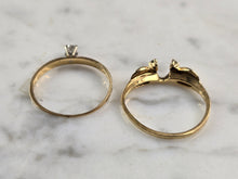 Load image into Gallery viewer, Womens Vintage Estate 14K Yellow Gold Magic Glo Diamond Ring Set 2.8g E5733
