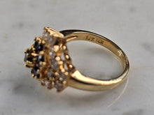 Load image into Gallery viewer, Womens Vintage Estate 14K Yellow Gold Sapphire &amp; Diamond Ring 5.9g #E5736