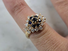 Load image into Gallery viewer, Womens Vintage Estate 14K Yellow Gold Sapphire &amp; Diamond Ring 5.9g #E5736