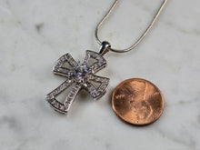 Load image into Gallery viewer, Womens Vintage Estate Religious Sterling Silver CZ Cross Necklace 8.4g E5760