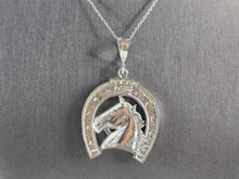 Load image into Gallery viewer, Women Vintage Sterling Silver Lucky Horseshoe Pendant Necklace 11.1g E5761