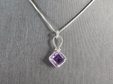 Load image into Gallery viewer, Womens Estate Sterling Silver Amethyst Pendant Necklace 4.6g E5766