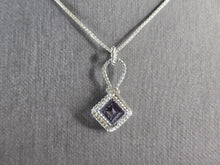 Load image into Gallery viewer, Womens Estate Sterling Silver Amethyst Pendant Necklace 4.6g E5766