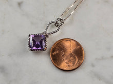 Load image into Gallery viewer, Womens Estate Sterling Silver Amethyst Pendant Necklace 4.6g E5766