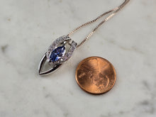 Load image into Gallery viewer, Womens Vintage Sterling Silver Modernist Tanzanite Pendant Necklace 5.5g E5770