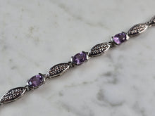 Load image into Gallery viewer, Womens Vintage Estate Sterling Silver Amethyst Bracelet 8.2g E5776