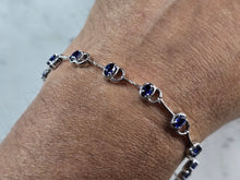 Load image into Gallery viewer, Womens Vintage Estate Sterling Silver Modernist Sapphire Bracelet 10.4g #E5778