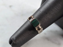 Load image into Gallery viewer, Womens Vintage Estate Sterling Silver Modernist Malachite Ring 3.3g E5785