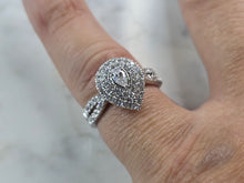 Load image into Gallery viewer, Womens Vintage Estate Sterling Silver Pear Shaped Diamond Ring 3.7g #E5791