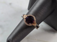 Load image into Gallery viewer, Womens Vintage Estate 14K Rose Gold Amethyst Diamond Levian Ring 5.2g E5792