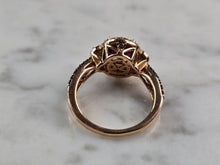 Load image into Gallery viewer, Womens Vintage Estate 14K Rose Gold Amethyst Diamond Levian Ring 5.2g E5792