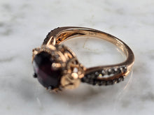 Load image into Gallery viewer, Womens Vintage Estate 14K Rose Gold Amethyst Diamond Levian Ring 5.2g E5792
