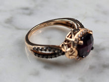 Load image into Gallery viewer, Womens Vintage Estate 14K Rose Gold Amethyst Diamond Levian Ring 5.2g E5792