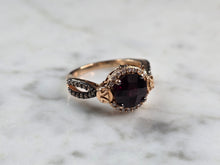 Load image into Gallery viewer, Womens Vintage Estate 14K Rose Gold Amethyst Diamond Levian Ring 5.2g E5792