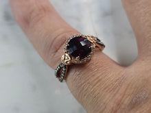 Load image into Gallery viewer, Womens Vintage Estate 14K Rose Gold Amethyst Diamond Levian Ring 5.2g E5792