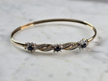 Load image into Gallery viewer, Womens Vintage Estate 10K Gold Sapphire &amp; Diamond Bangle Bracelet 4.8g E5797