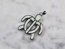 Load image into Gallery viewer, Womens Sterling Silver Opal Sea Turtle Pendant 5.2g E5809