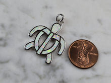 Load image into Gallery viewer, Womens Sterling Silver Opal Sea Turtle Pendant 5.2g E5809