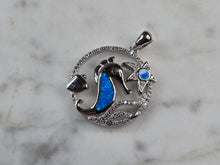 Load image into Gallery viewer, Womens Sterling Silver Blue Opal Seahorse Pendant Necklace 4.4g E5814