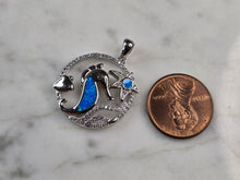Load image into Gallery viewer, Womens Sterling Silver Blue Opal Seahorse Pendant Necklace 4.4g E5814