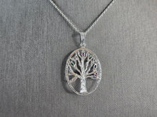 Load image into Gallery viewer, Womens Sterling Silver Multi Stone Tree Of Life Pendant Necklace 4.7g E5816