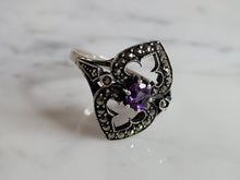 Load image into Gallery viewer, Womens Vintage Estate Sterling Silver Amethyst Ring 3.5g E5817