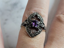 Load image into Gallery viewer, Womens Vintage Estate Sterling Silver Amethyst Ring 3.5g E5817