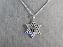 Load image into Gallery viewer, Sterling Silver Jewish Judaica Star of David Chai Pendant Necklace, 3.7g E5819