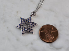 Load image into Gallery viewer, Sterling Silver Jewish Judaica Star of David Chai Pendant Necklace, 3.7g E5819