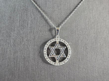 Load image into Gallery viewer, Sterling Silver Jewish Judaica Star of David CZ Pendant Necklace, 6.3g E5820