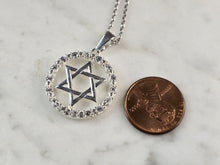 Load image into Gallery viewer, Sterling Silver Jewish Judaica Star of David CZ Pendant Necklace, 6.3g E5820