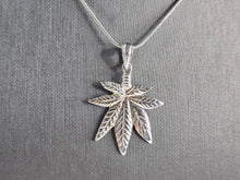 Load image into Gallery viewer, Mens Vintage Estate Sterling Silver 420 Leaf Pendant Necklace 8.3g E5822