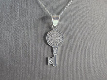 Load image into Gallery viewer, Womens Sterling Silver Religious Saint Benedict Key Pendant Necklace 4.9g E5823