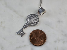 Load image into Gallery viewer, Womens Sterling Silver Religious Saint Benedict Key Pendant Necklace 4.9g E5823